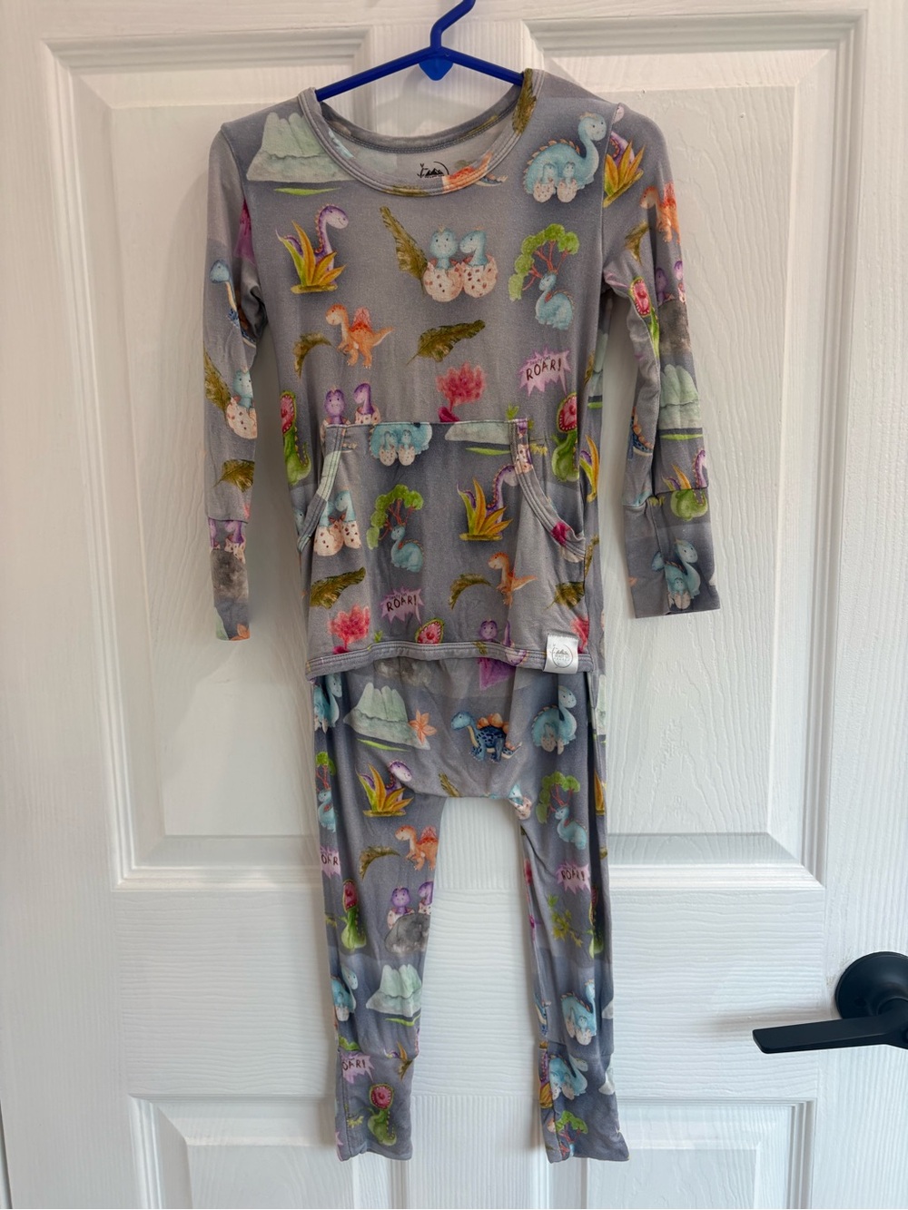Kids Gray Dinosaur Print Ready Set Romper.